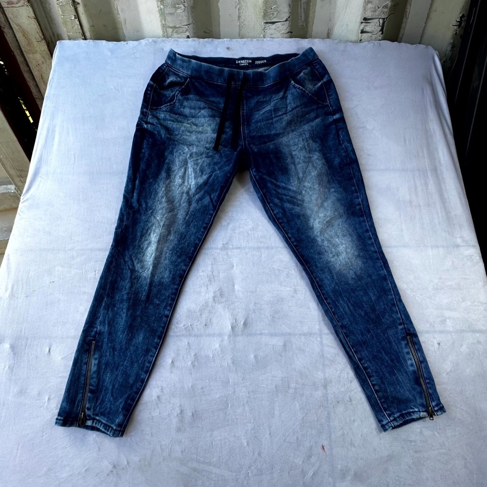 Denizen From Levis Jogger Jeans Womens 13 Blue Denim Drawstring Ankle Zip Casual